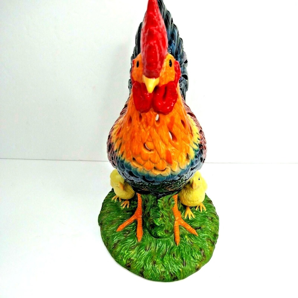 Partylite‎ Large Rooster & Chics Tea Light Holder Country Farmhouse Look NEW - Picture 2 of 7
